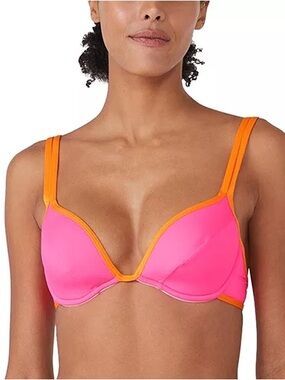 Kate Spade Pink & Orange Padded Underwire Bikini Top